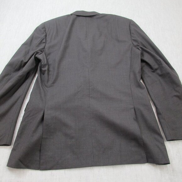 Blazer Jacket Mens Brown Striped Single Breasted Notch Lapel Button Front 52R - Picture 2 of 13